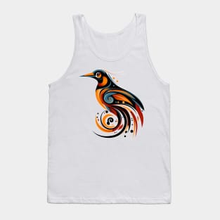 tribal-inspired orange and blue bird Tank Top